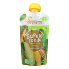 Happy Baby Happytot Organic Superfoods Spinach Mango And Pear - 4.22 Oz - Case Of 16